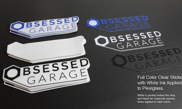 Obsessed Garage Die Cut Clear Stickers With White Ink
