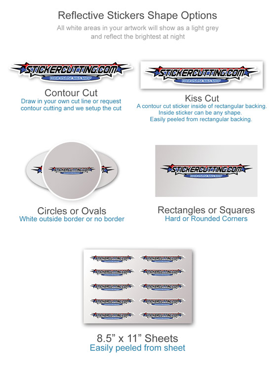 Custom Reflective Stickers Die Cut Shape Options