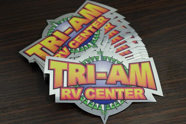 Brushed Aluminum RV Bumper Stickers