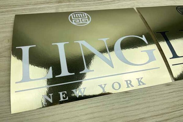 Mirror Gold Stickers with White Printing