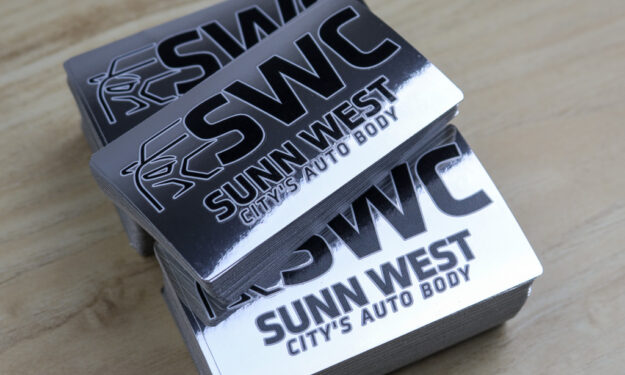 Autobody Custom Chrome Stickers with Black and White Ink