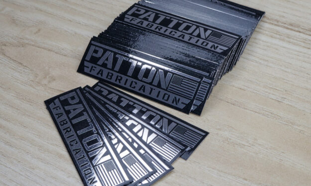 Patton Fab Chrome Stickers Cut to a rectangle shape
