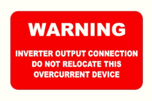 HIGH-TACK VINYL: 2.5" x 1.5" Warning Inverter Output Connection
