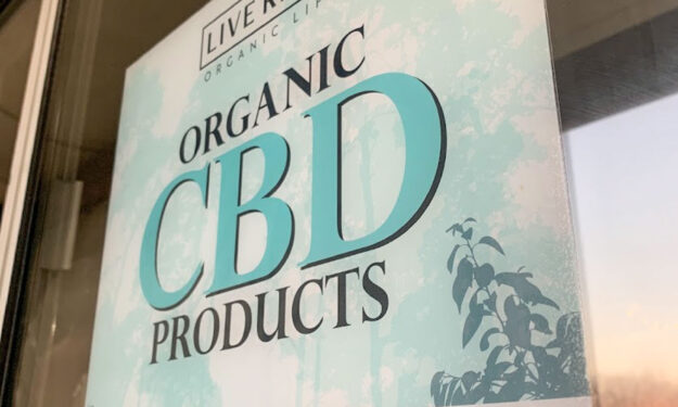 Organic CBD Face Adhesive Front Business Window Sticker